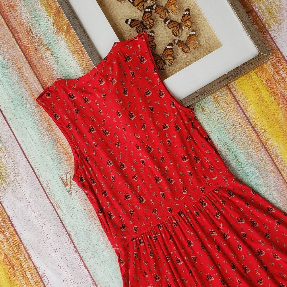 Anthro Leifnotes Red Skipper Ships Boat Dress M - Picture 5 of 8